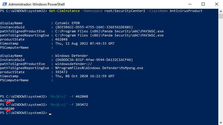 Información antivirus instalados