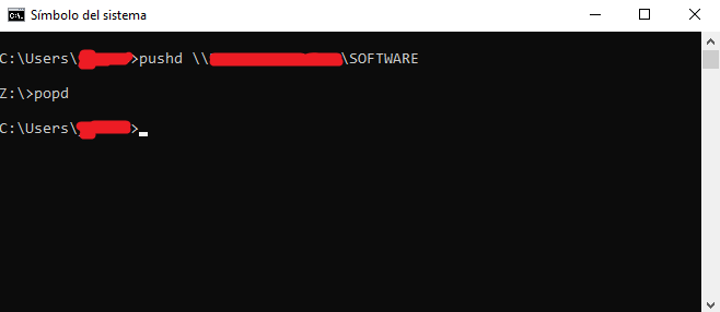 Uso comandos pushd y popd